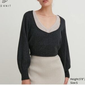 UNIQLO Mame Kurogouchi 3D knit volume cropped long sleeve sweater